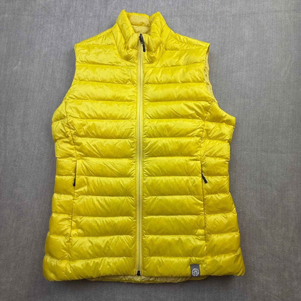 REI Co-op Womens 650 Down Vest Yellow Puffer Full Zip Quilted Medium 878095